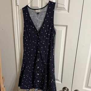 Universal Thread Navy V-Neck Mini Dress with White Accents